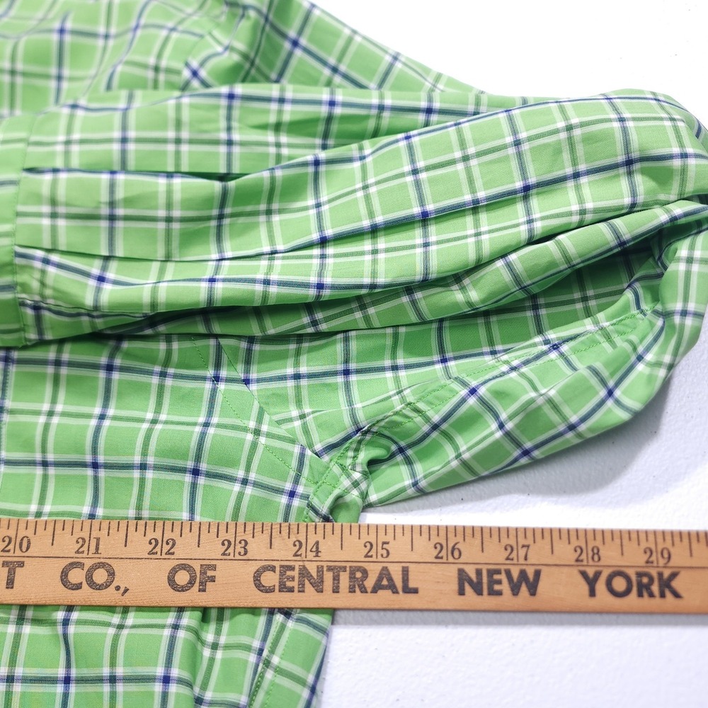 Faconnable Men's Large Green Plaid Cotton Button Down Shirt Made in USA - Picture 7 of 10